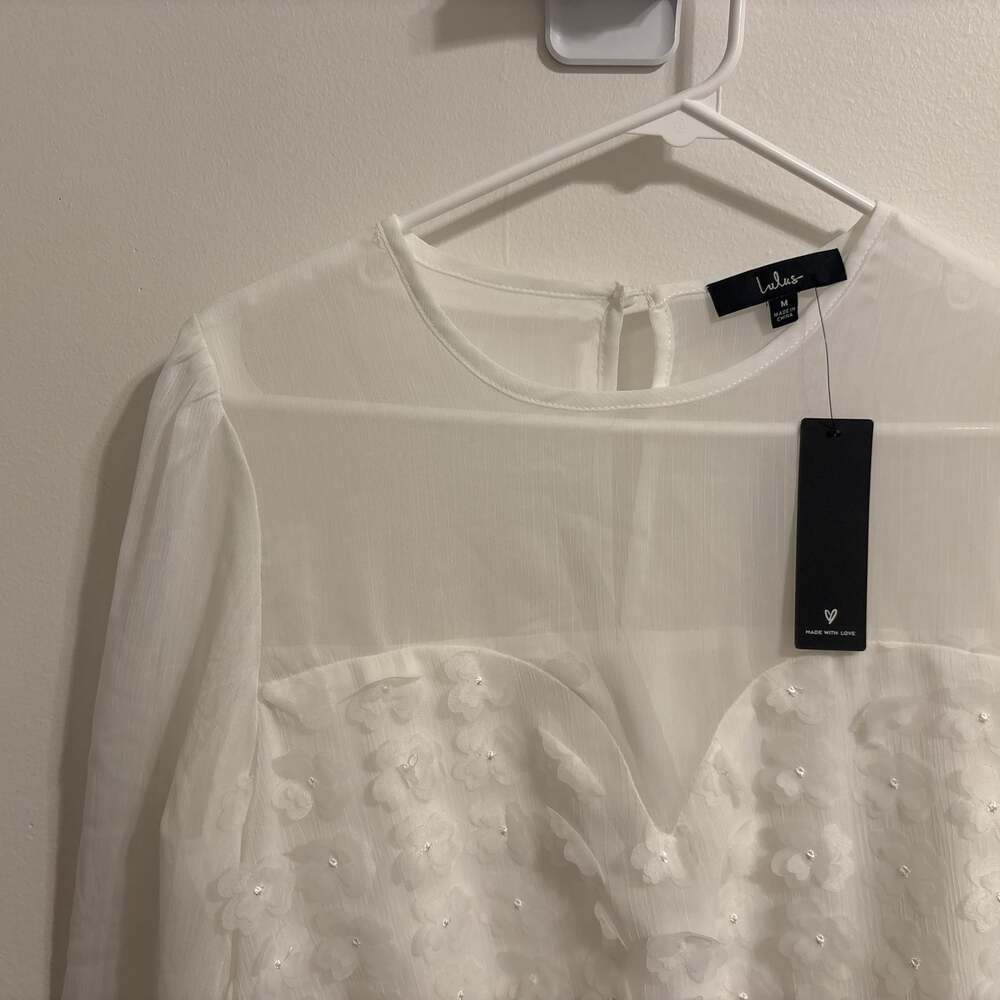 Lulus Impressively Adored Ivory 3D Floral Balloon Sleeve Top - Picture 2 of 3